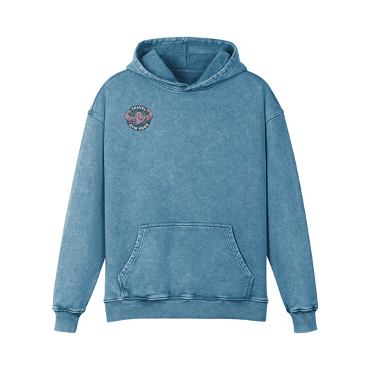 Unisex Oversized 'Travel Gym Bros' Snow Wash Hoodie